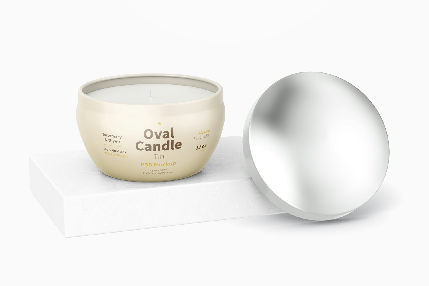 Oval Candle Tin Mockup, Perspective