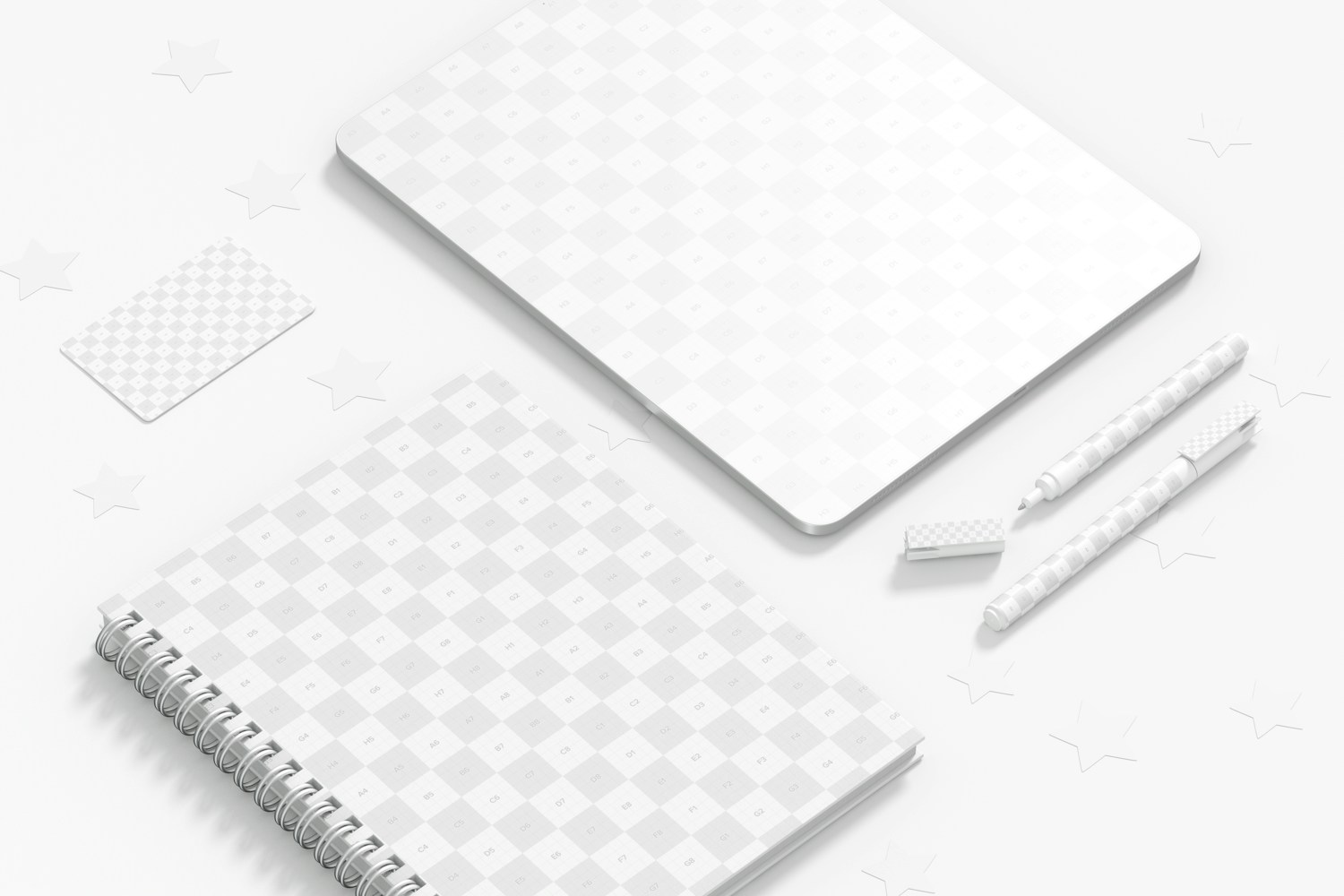 4th of July Stationery Scene Mockup, Perspective 4th of July Stationery Scene Mockup, Perspective
