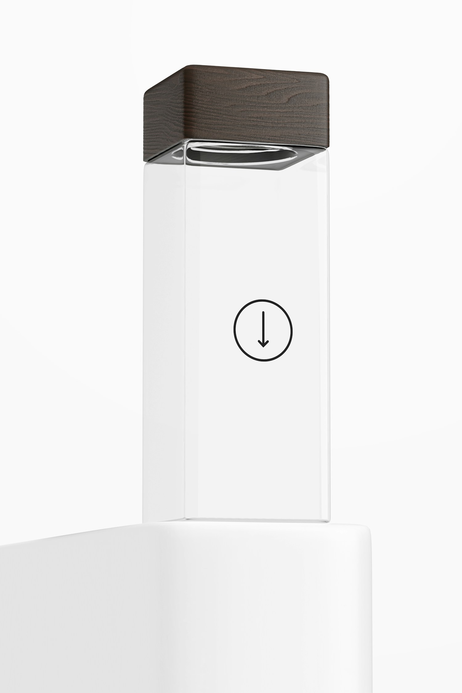 Square Water Bottle Mockup, Low Angle View