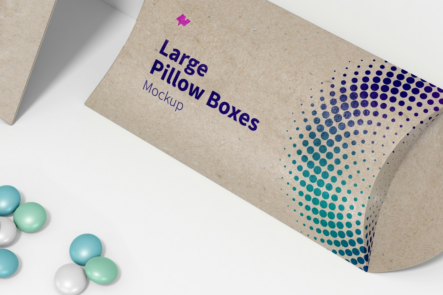 Large Pillow Boxes Set Mockup, Perspective View