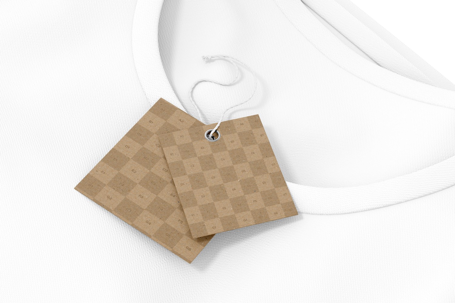 Square Cardboard Tags Set with a T-Shirt Mockup
