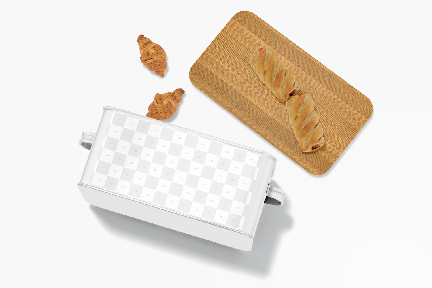 Bakery Box With Bamboo Lid Mockup, Top View