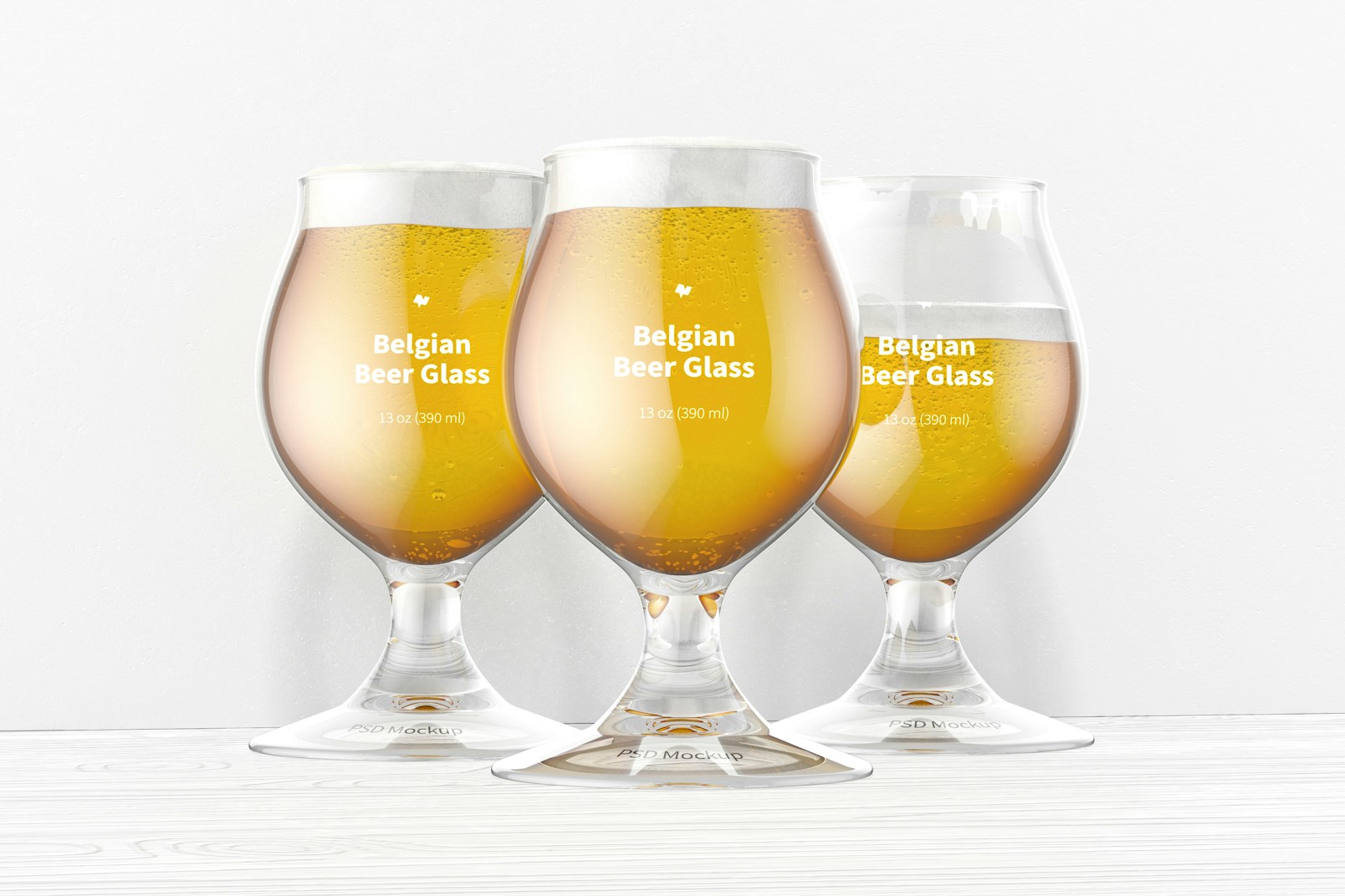 Maqueta de Vasos de Cerveza Belga de 13 oz, Vista Frontal