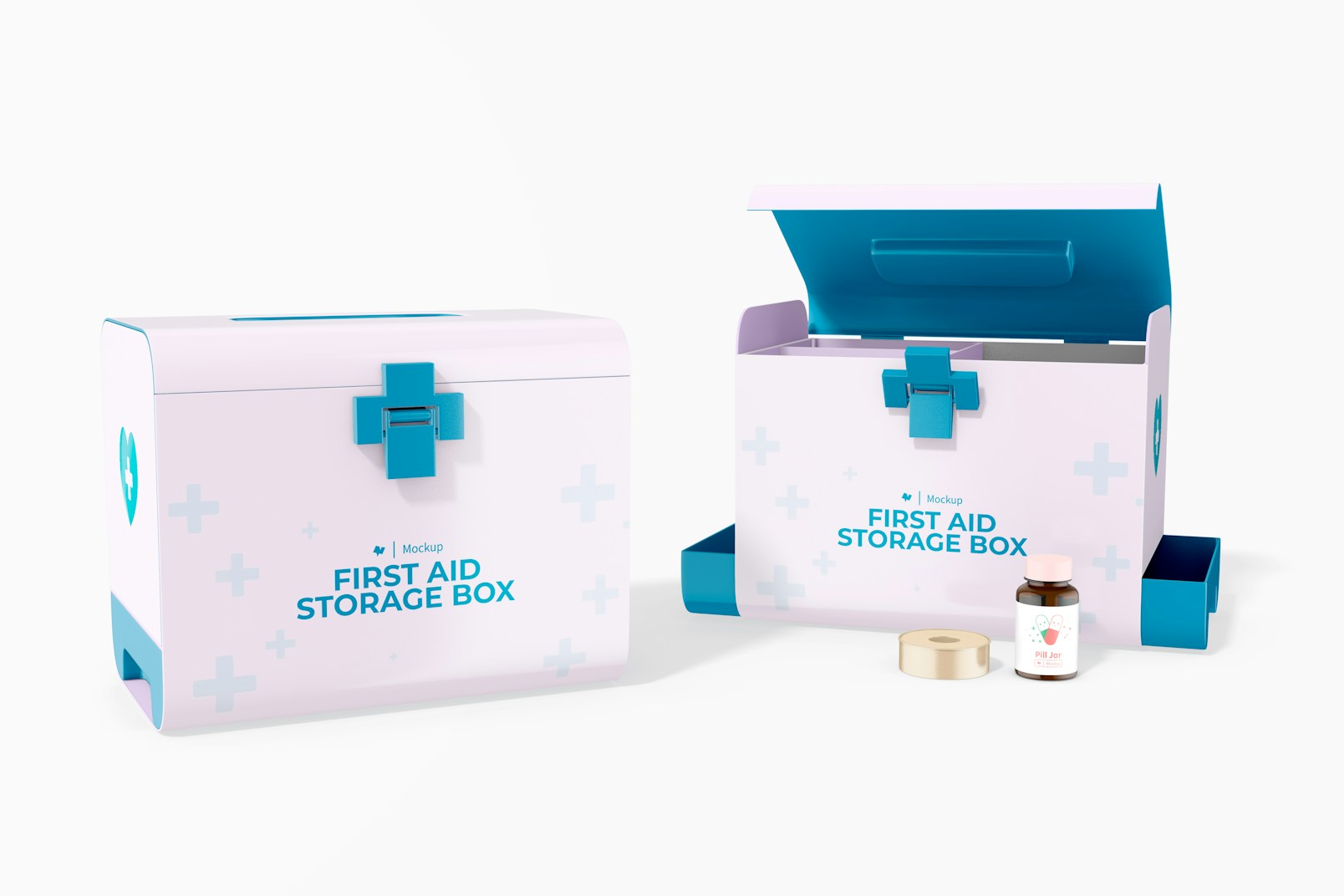 First Aid Boxes with Compartments Mockup
