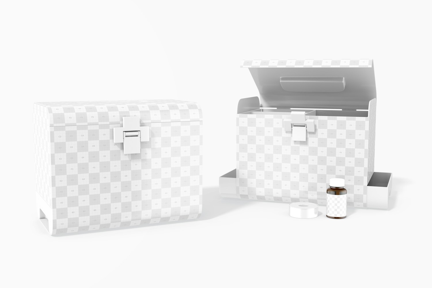 First Aid Boxes with Compartments Mockup