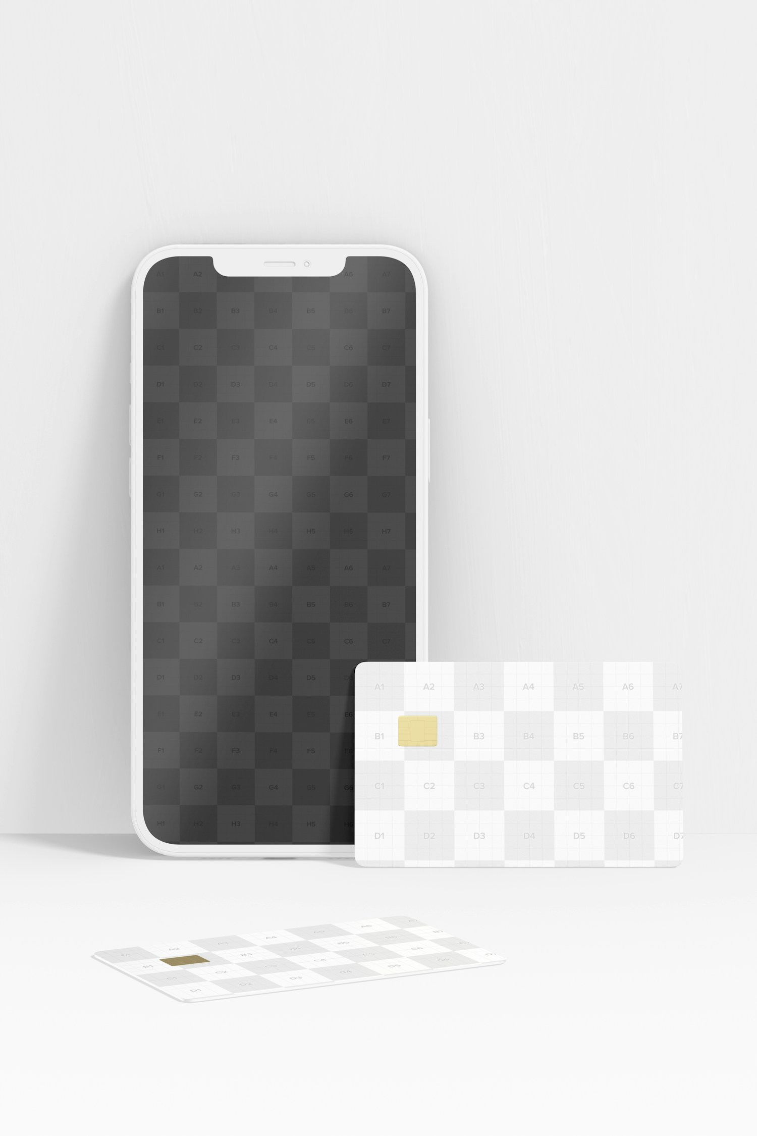 Smartphone with Credit Card Mockup, Front View