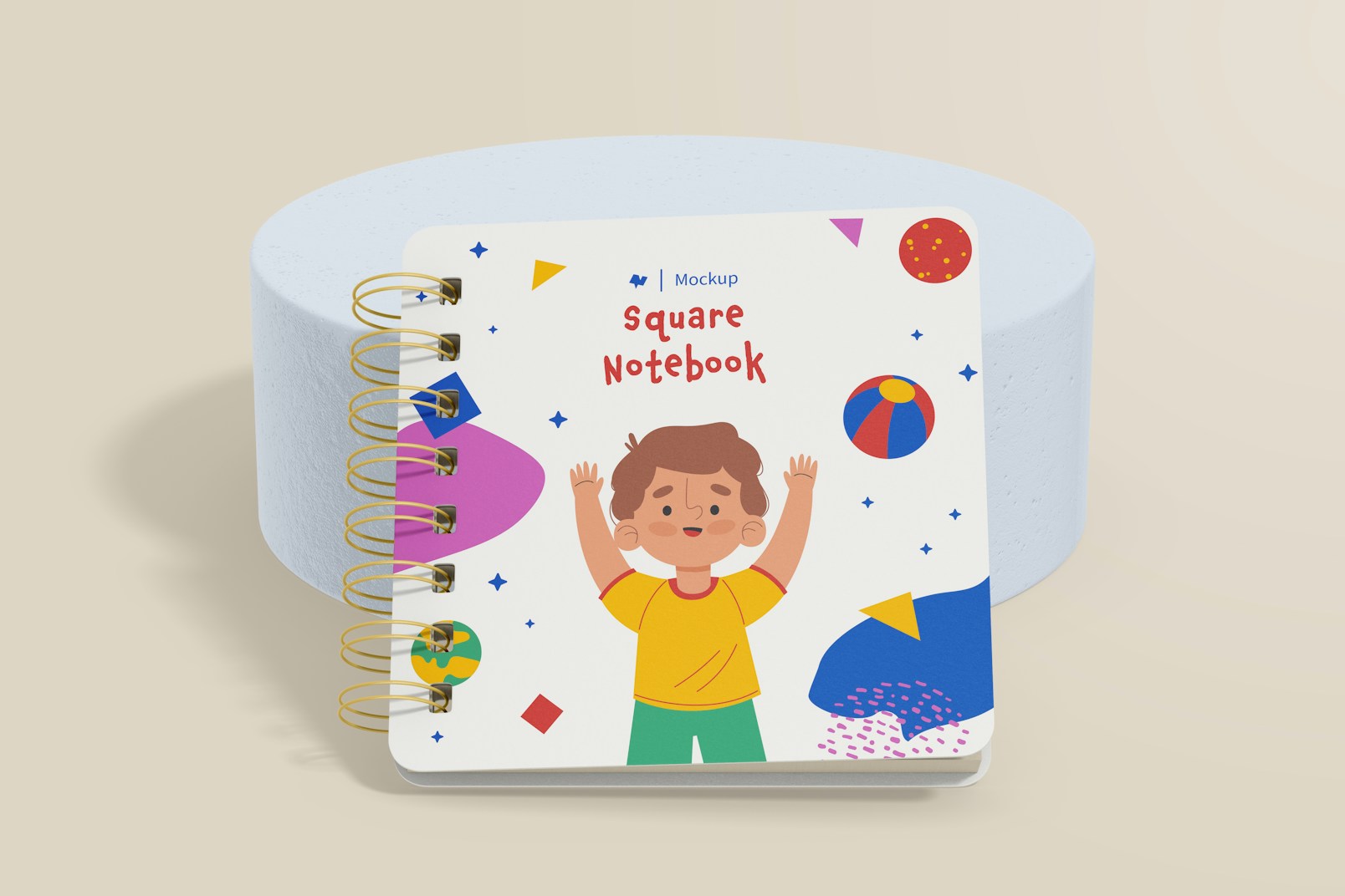 Square Notebook Mockup, Front View