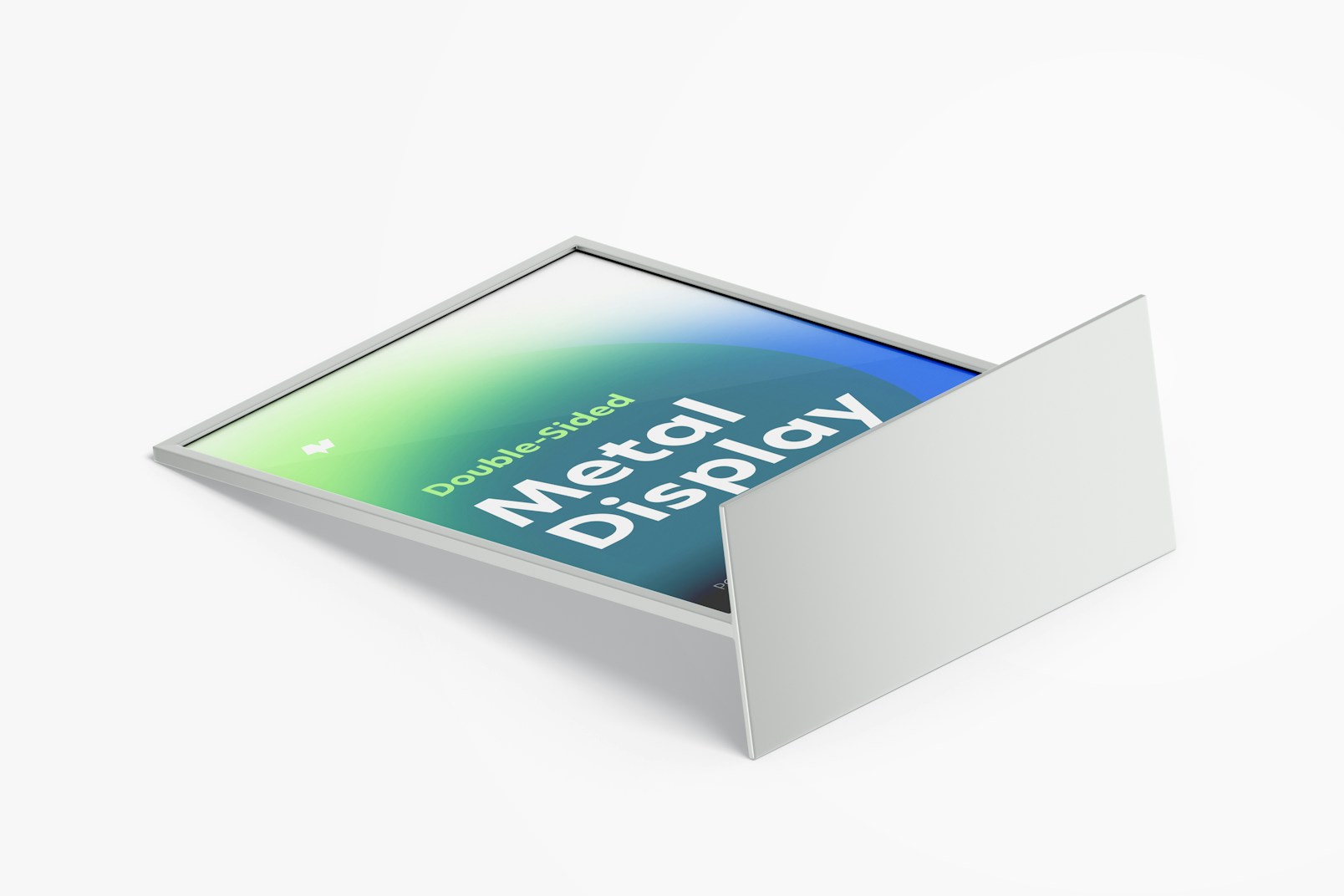 Double-Sided Poster Metal Desktop Display Mockup, Isometric View