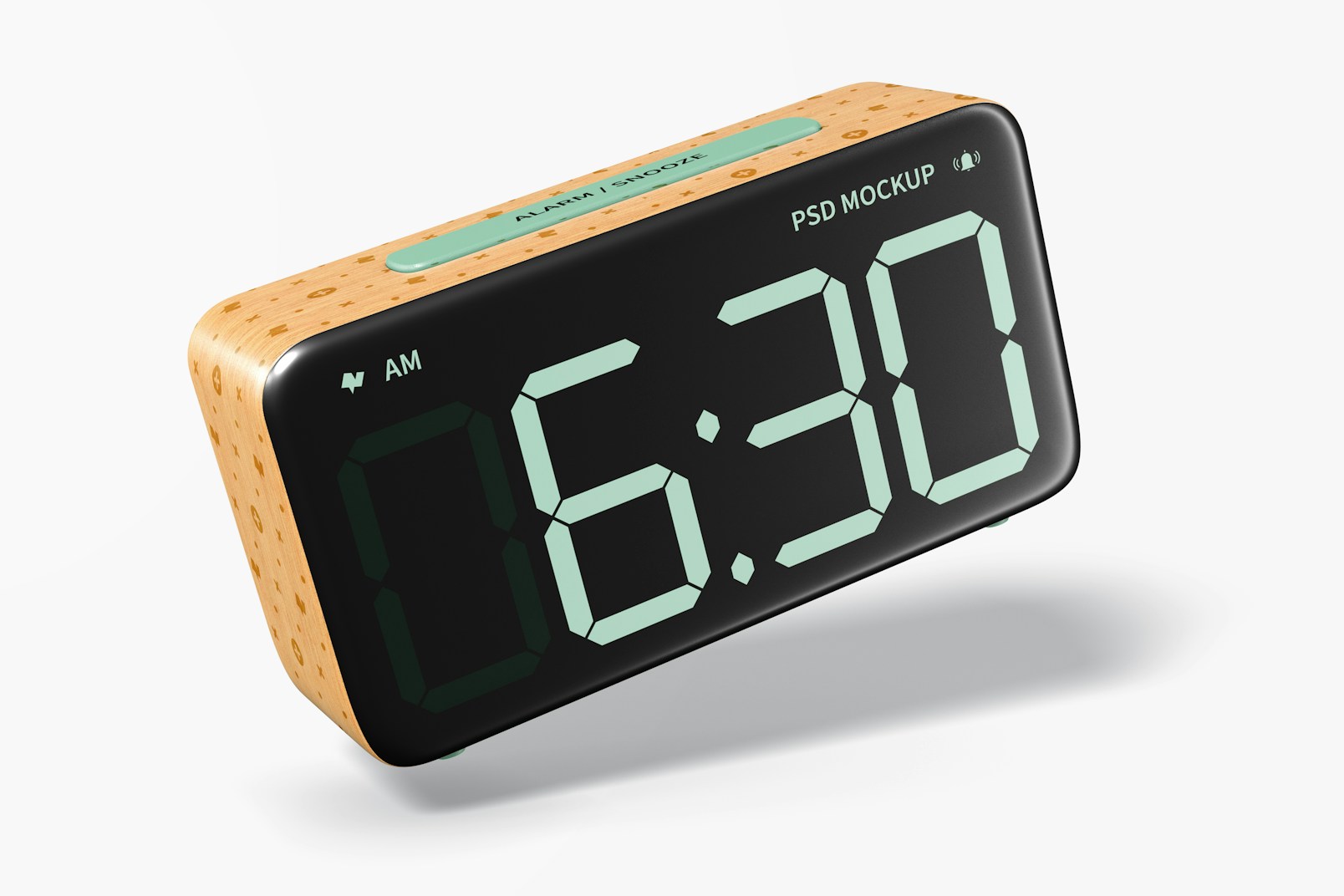 Wooden Alarm Clock Mockup, Falling