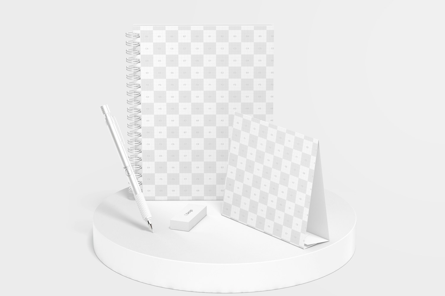 Wire Bound Notepad Scene Mockup, Front View