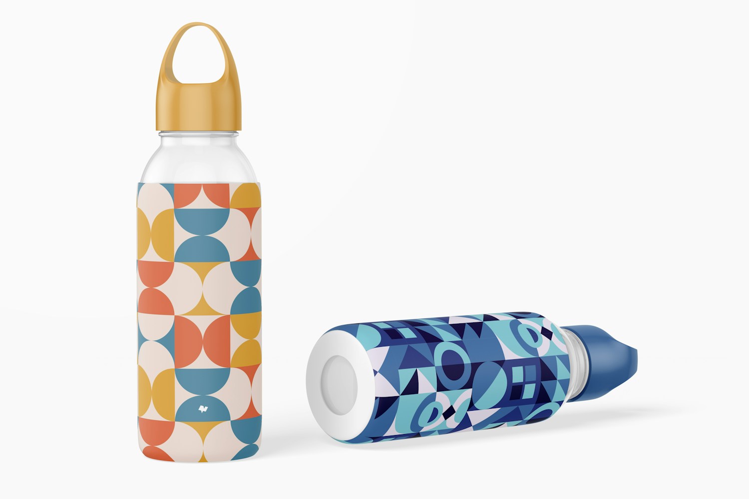Water Bottles with Silicone Sleeve Mockup