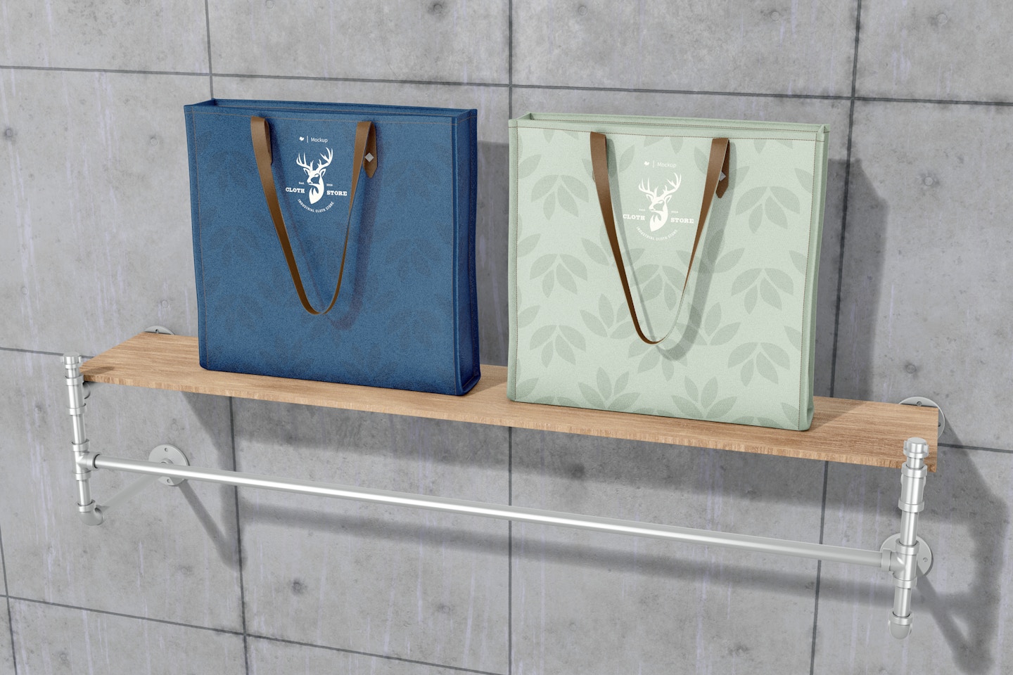 Tote Bag with Leather Handle Mockup