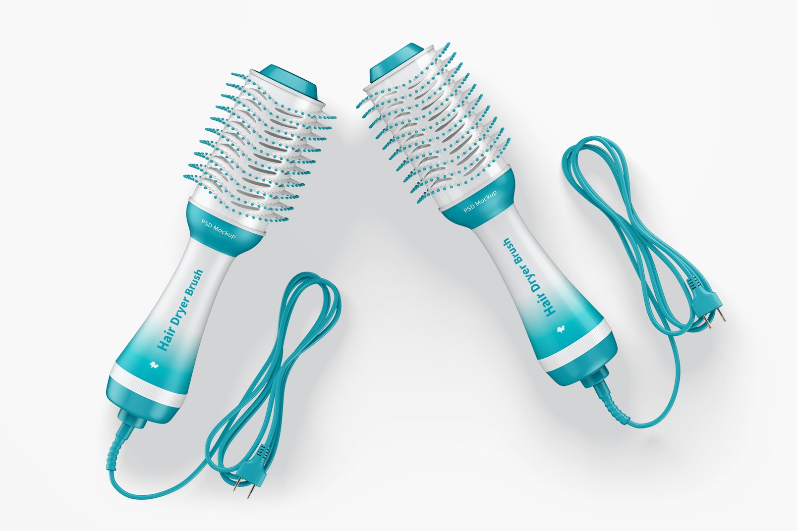 Hair Dryer Brushes Mockup, Top View