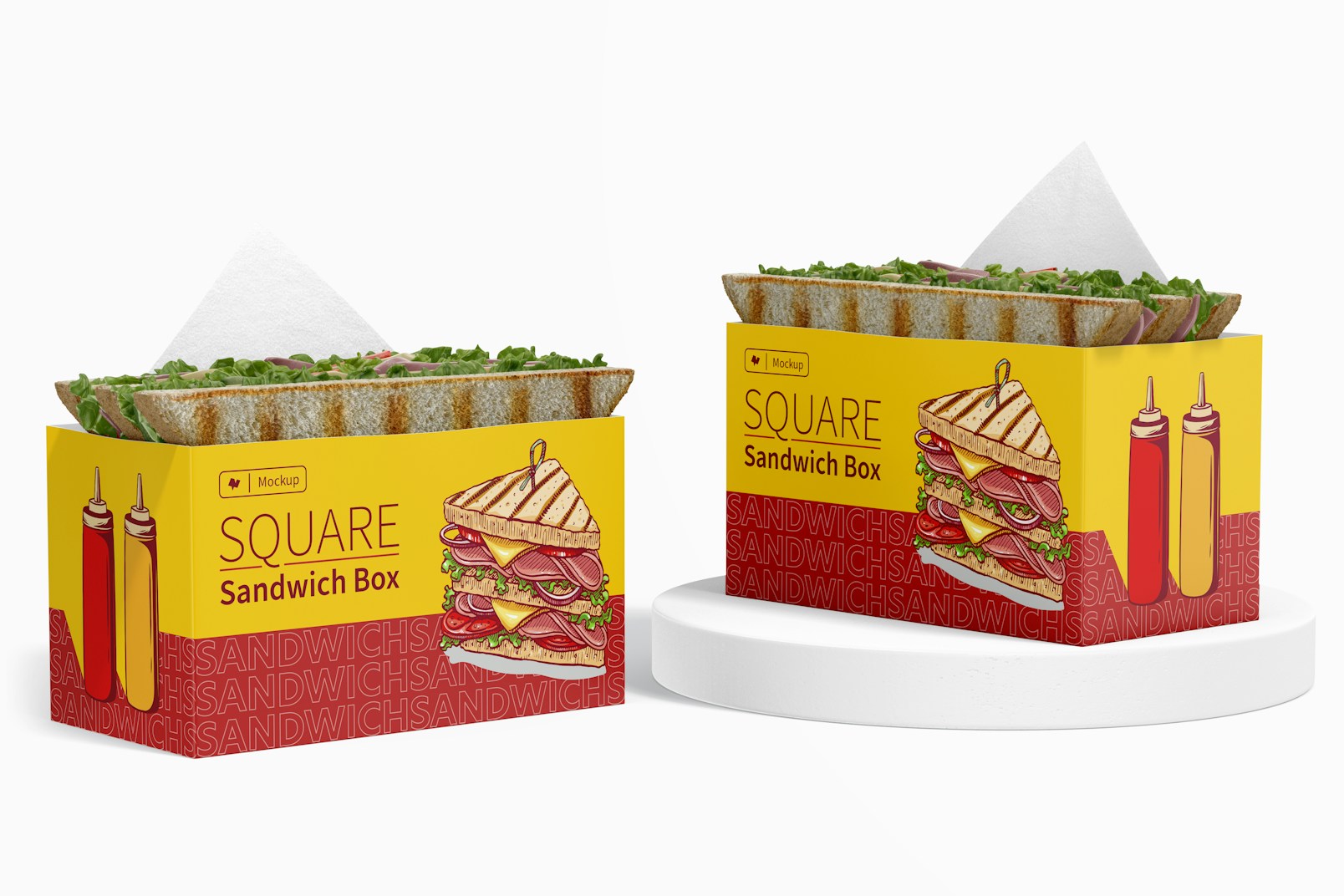 Square Sandwich Boxes Mockup