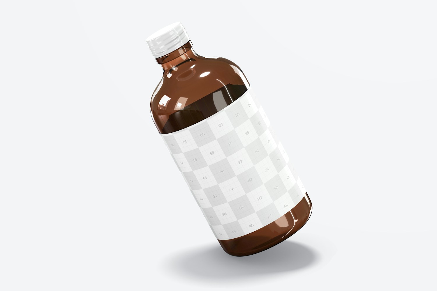 4 oz Syrup Glass Bottle Mockup, Leaned 4 oz Syrup Glass Bottle Mockup, Leaned