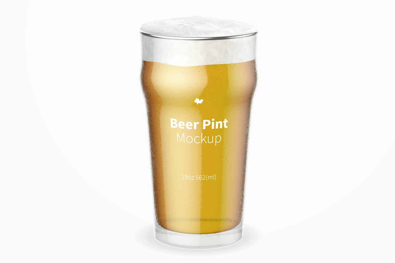 19 oz Beer Nonic Pint Glass Mockup, Front View