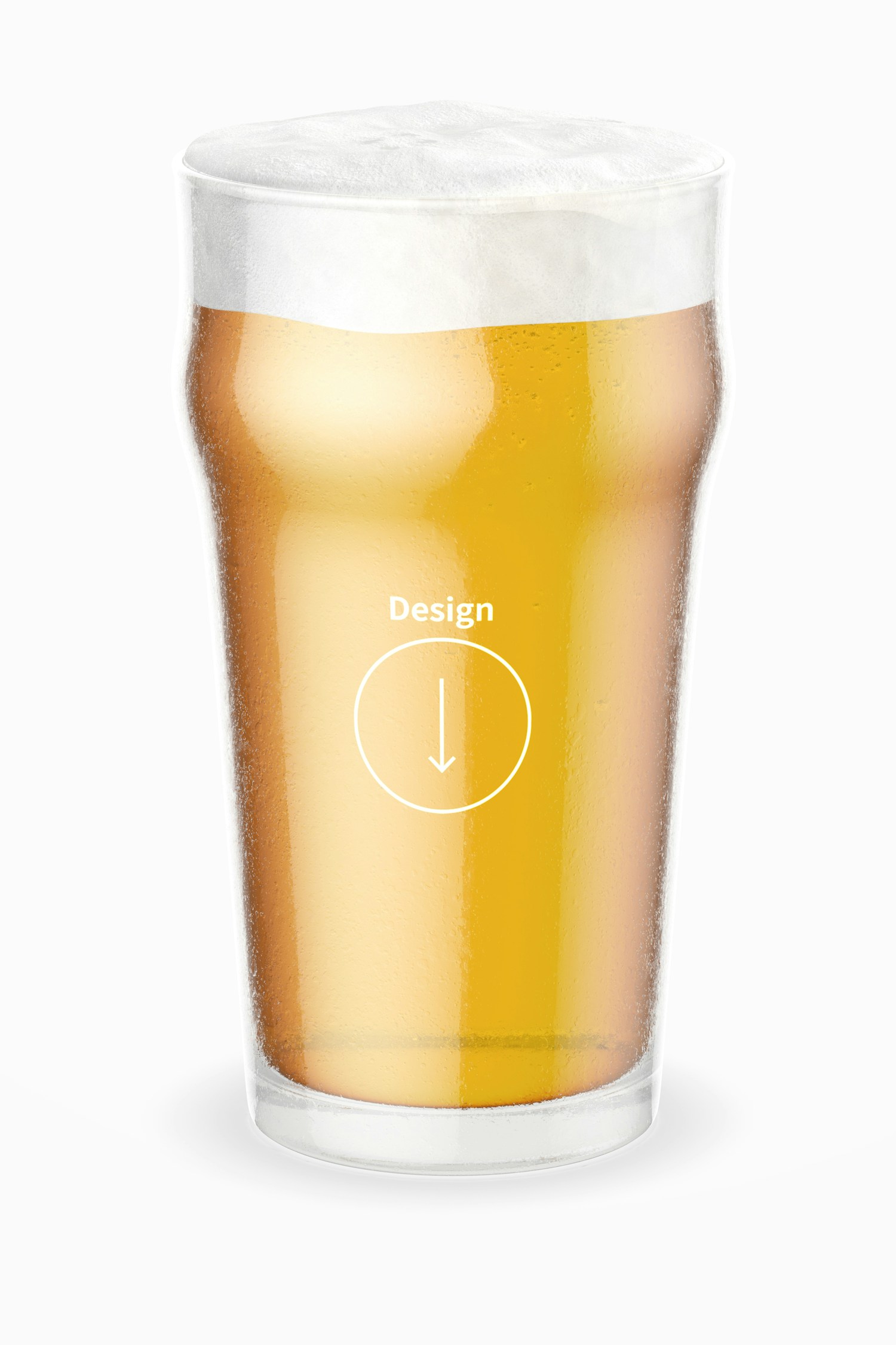 Maqueta de Vaso de Vidrio de Cerveza de 19 oz, Vista Frontal