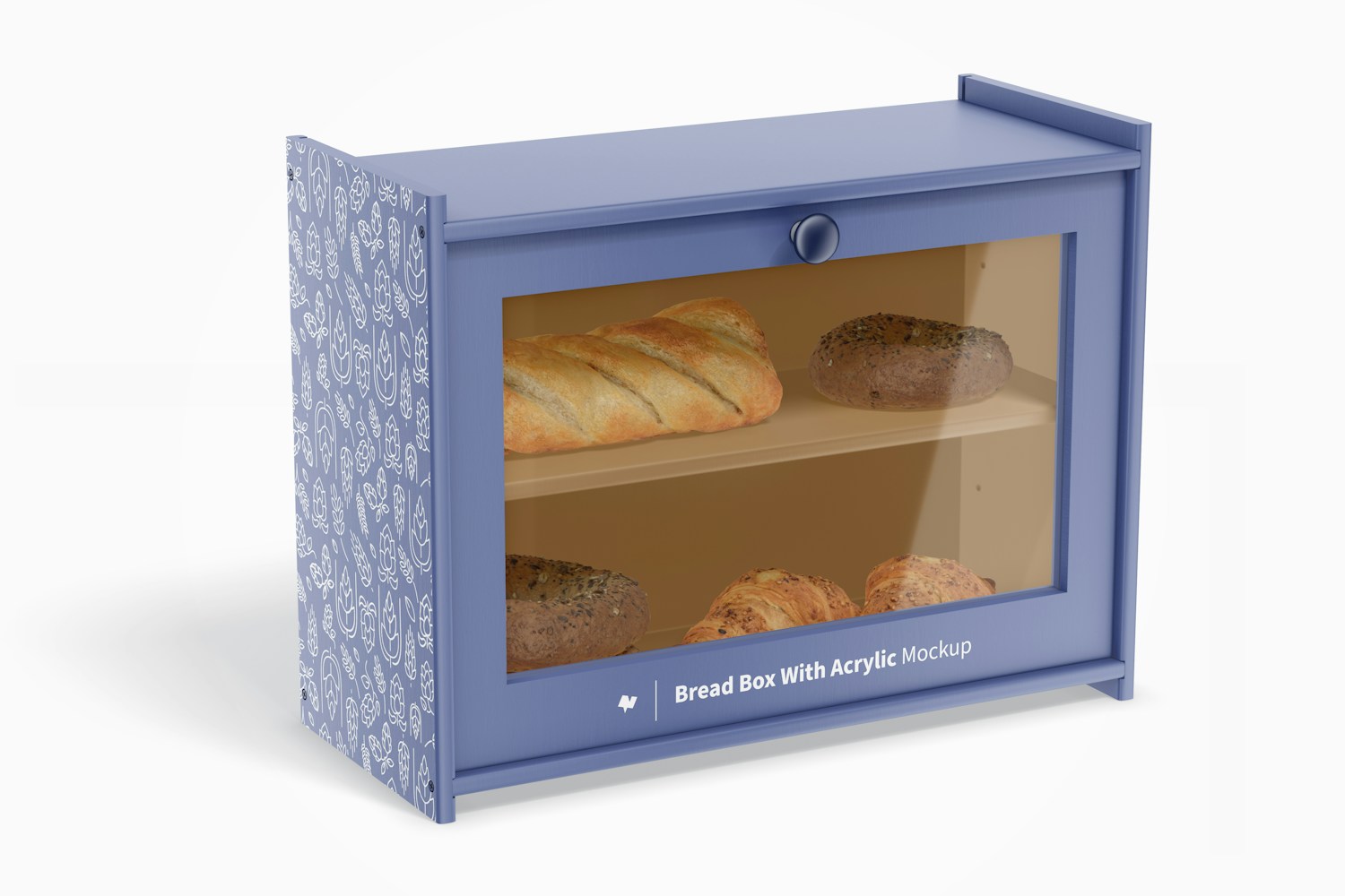Bread Box with Acrylic Window Mockup, Left View