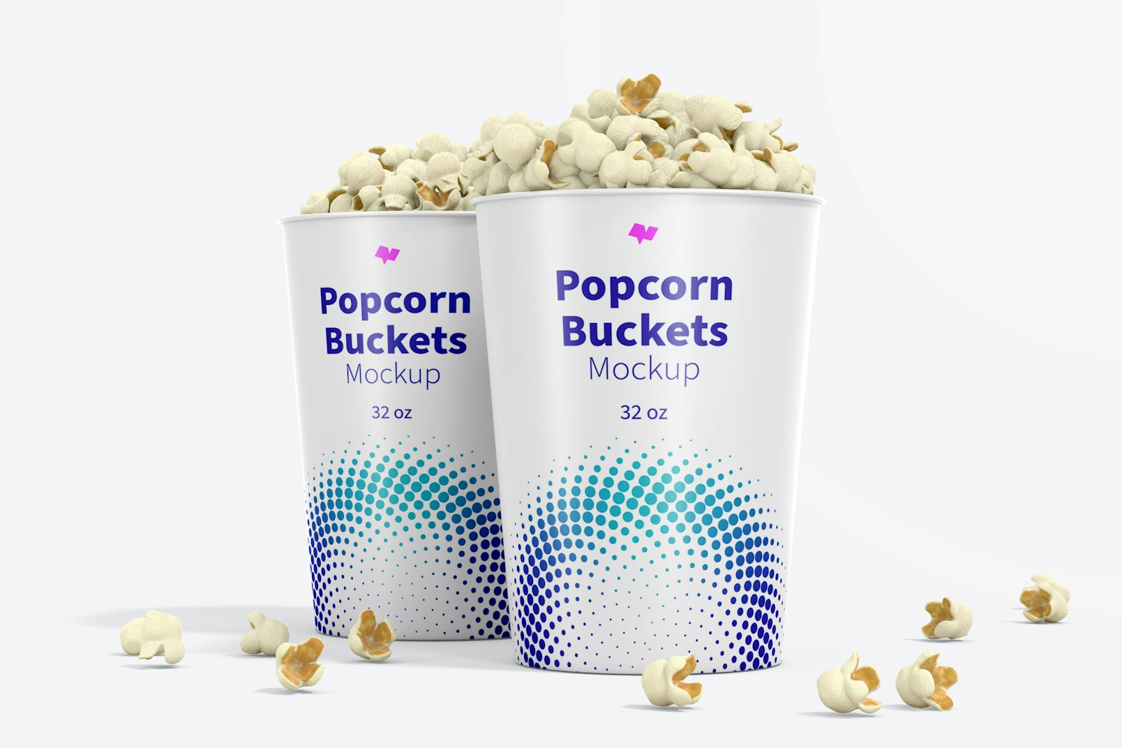 32 oz Popcorn Buckets Mockup, Front View