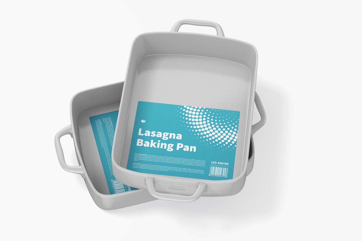 Lasagna Baking Pans Mockup, Perspective View