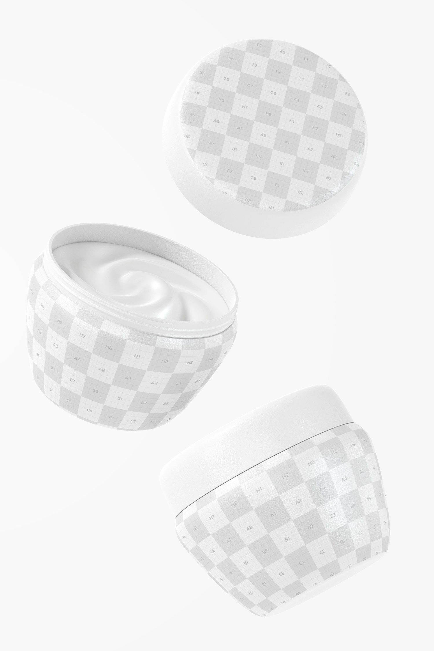 Maqueta de Mini Envases Plásticos para Crema con Tapa, Flotando