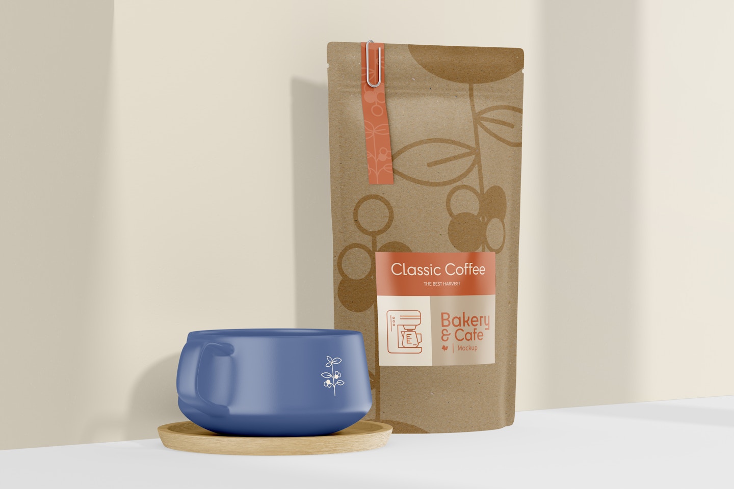Coffee Bag with Label Mockup, Left View