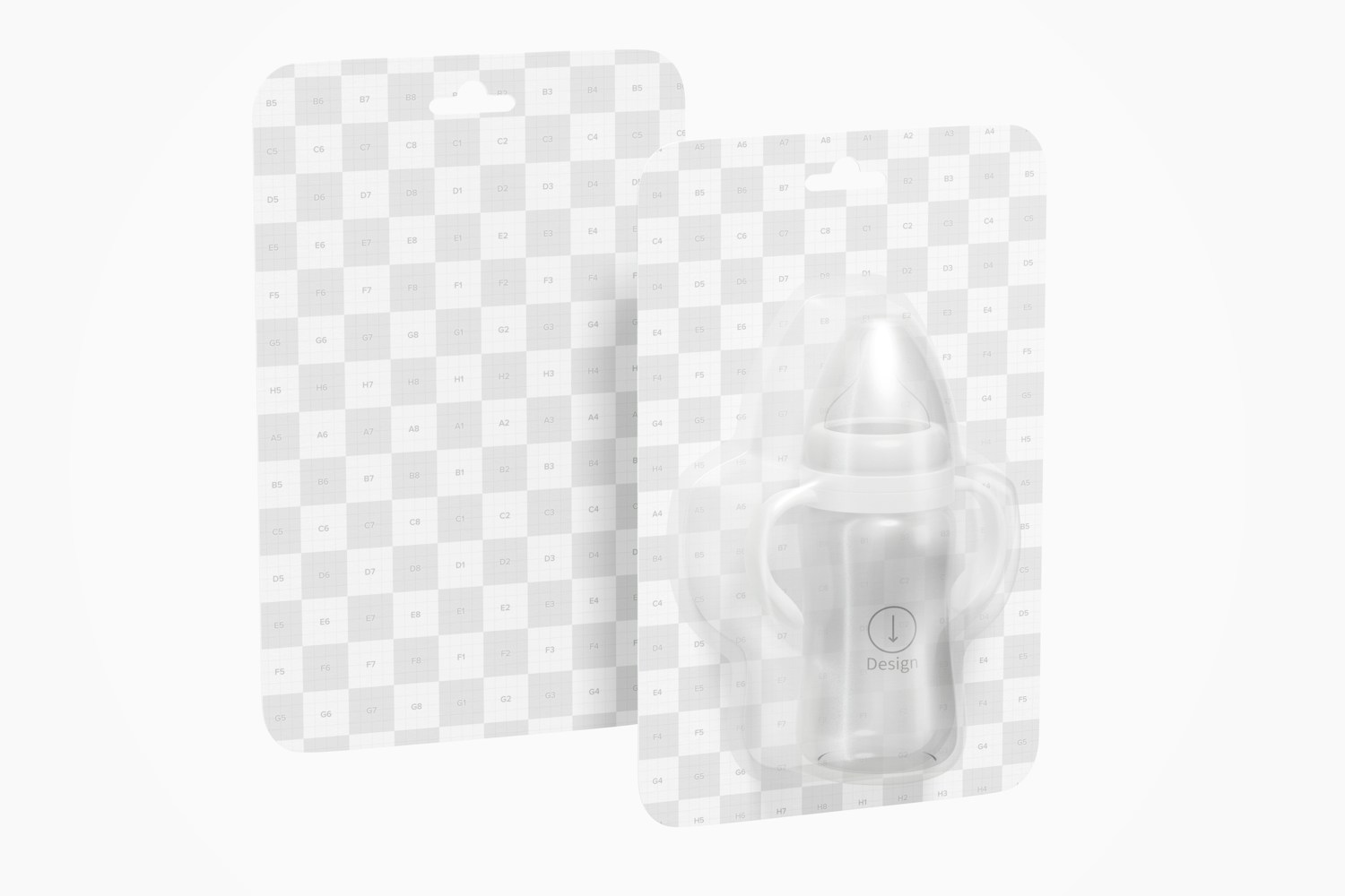 300ml Baby Milk Bottle Blister Mockup, Front and Back View 300ml Baby Milk Bottle Blister Mockup, Front and Back View