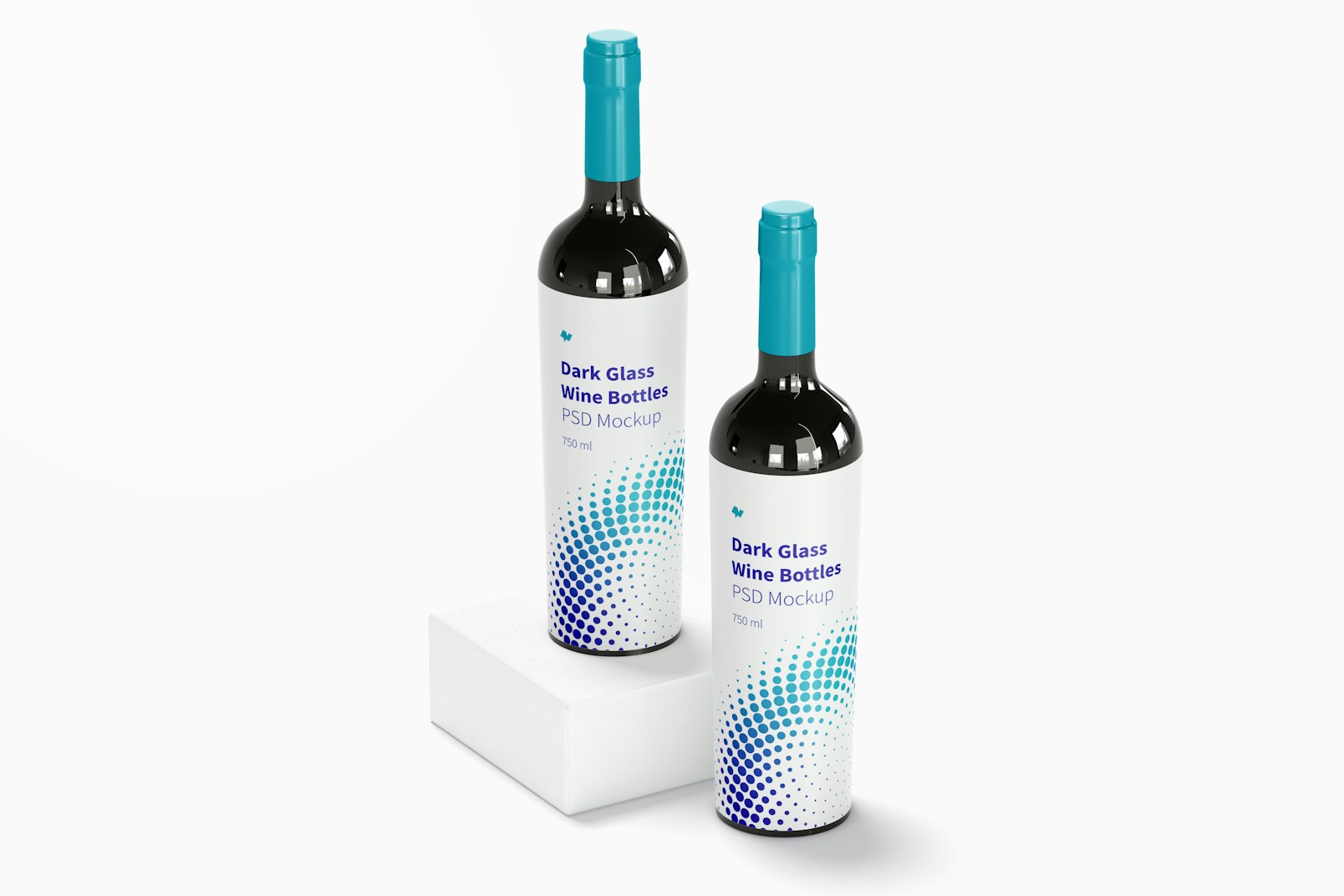 Maqueta de Botellas de Vino de Vidrio Oscuro, Perspectiva