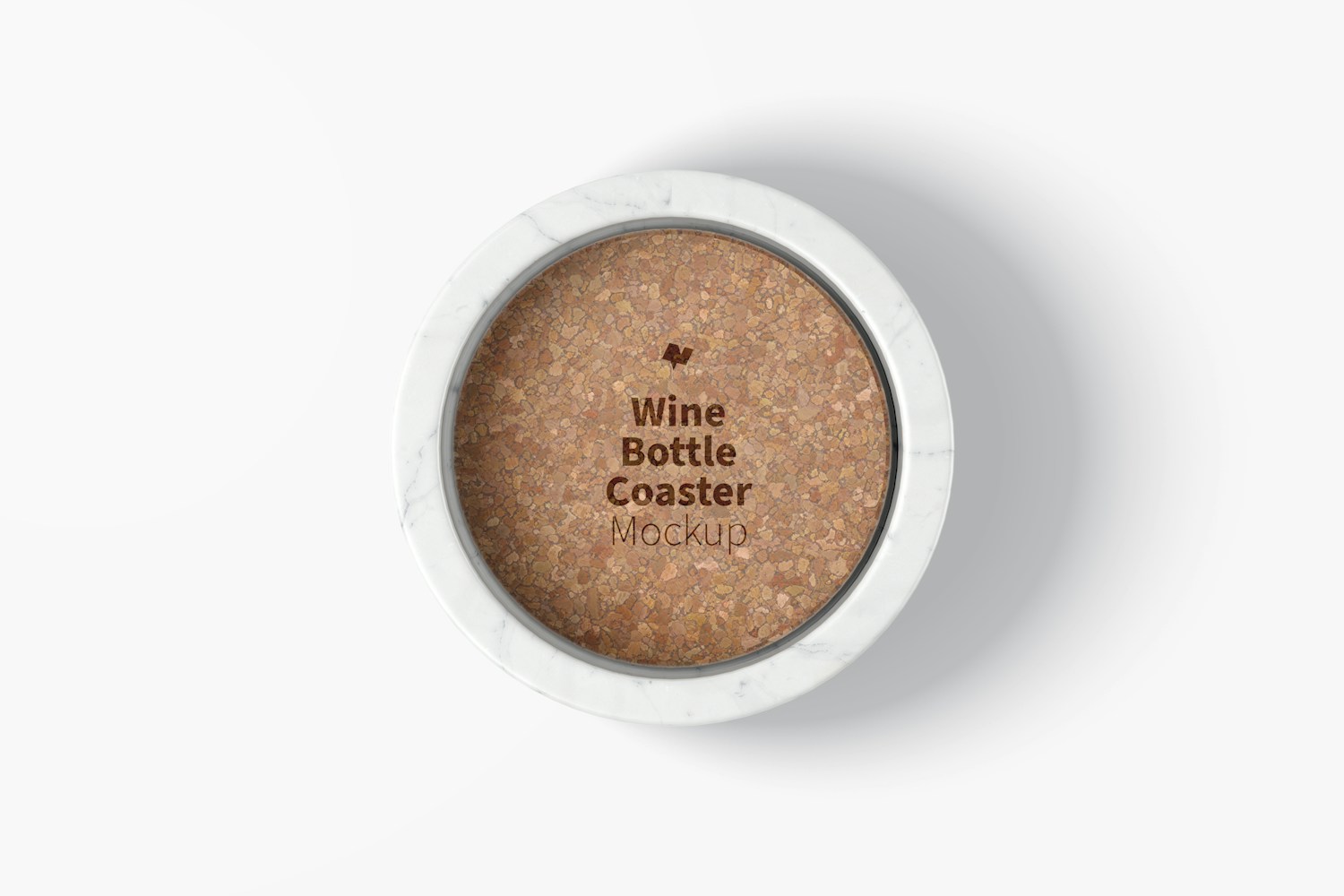 Wine Bottle Coaster Mockup, Top View Wine Bottle Coaster Mockup, Top View