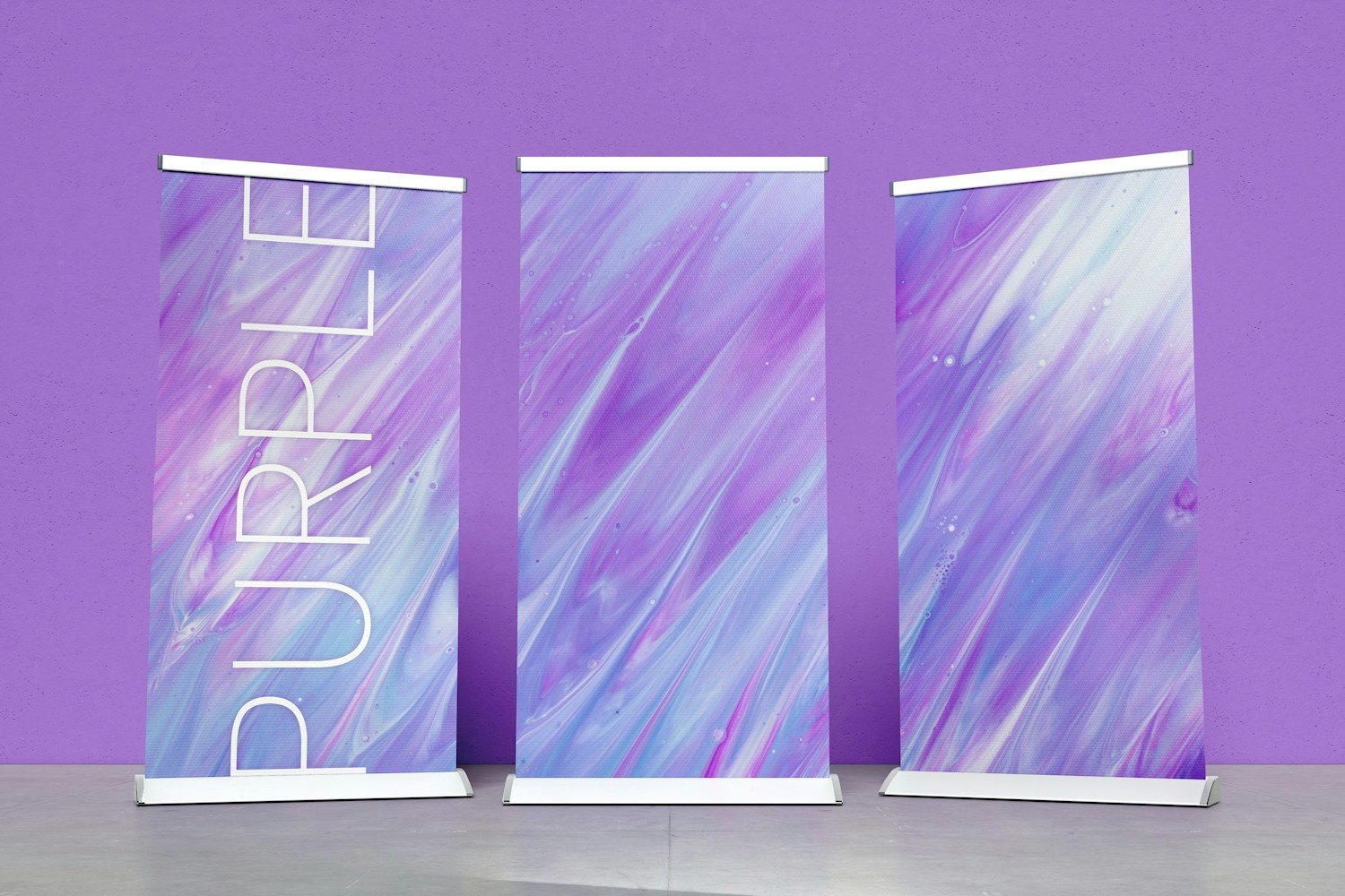 Standing Roll-Up Banners Mockup with a Background Wall 02