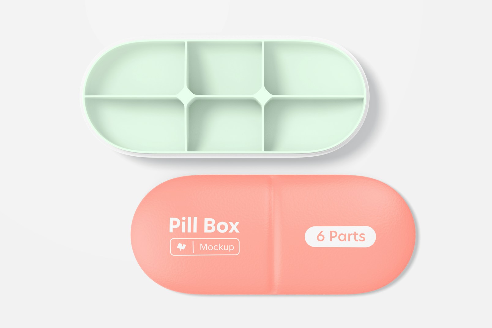 Pill Shaped Pill Box Mockup, Opened