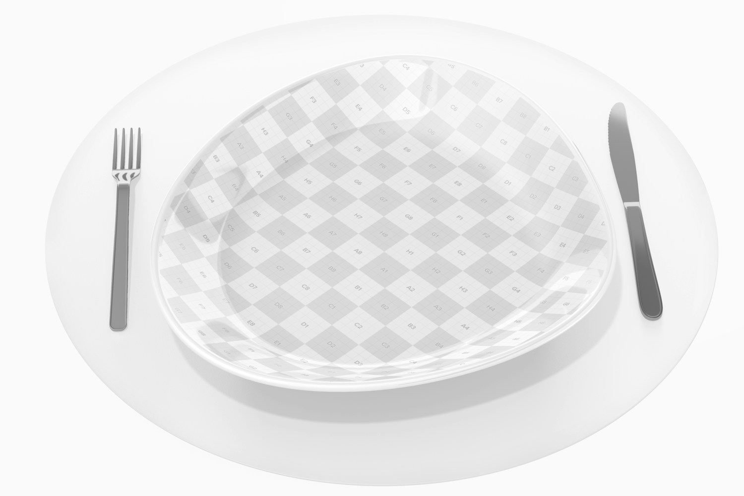 Ceramic Luxury Plate Mockup, with Fork and Knife