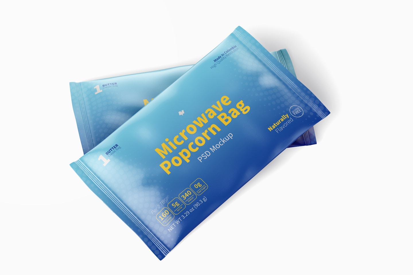 Microwave Popcorn Bags Mockup, Perspective View