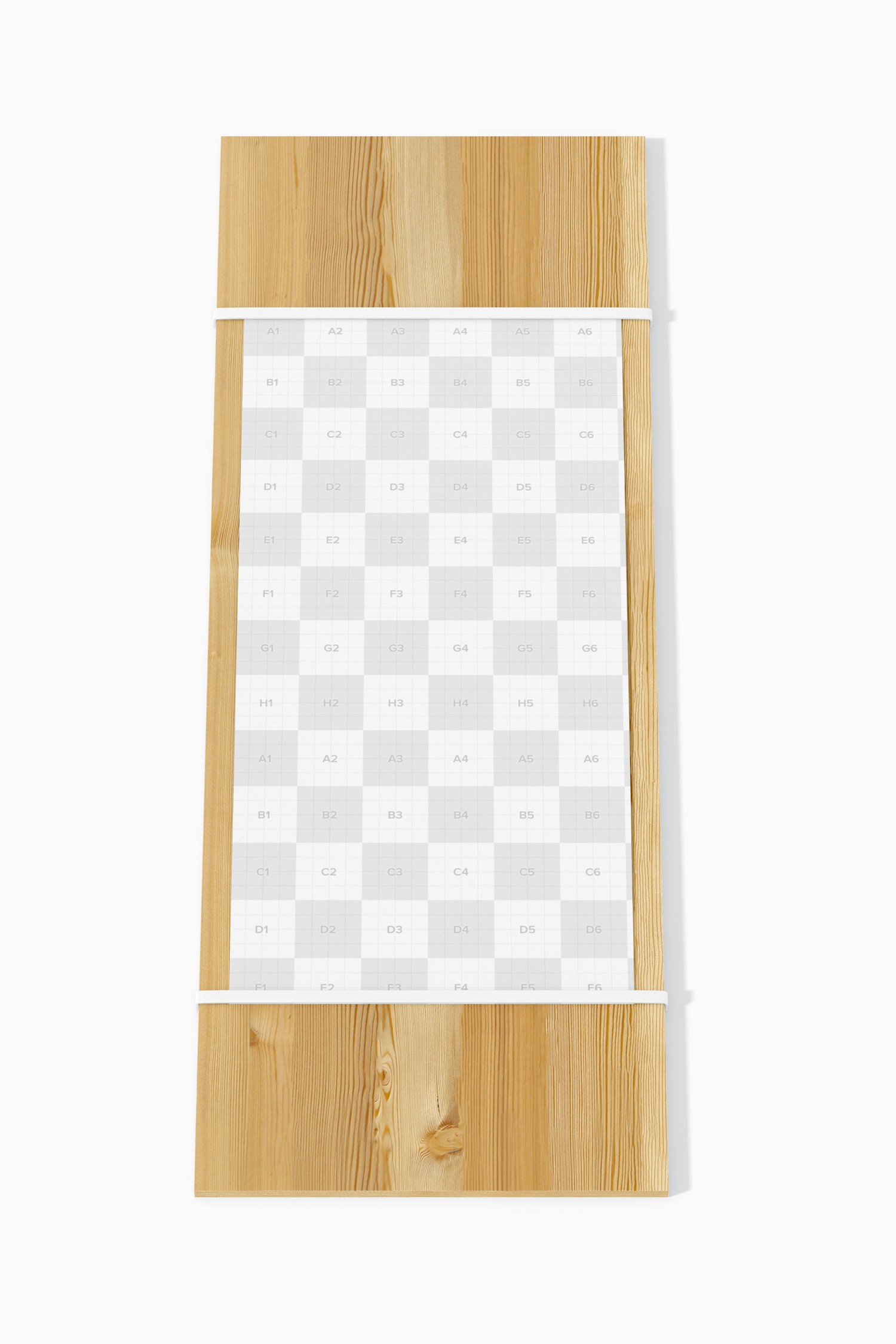 Wooden Menu Holder with Elastic Bands Mockup, Top View