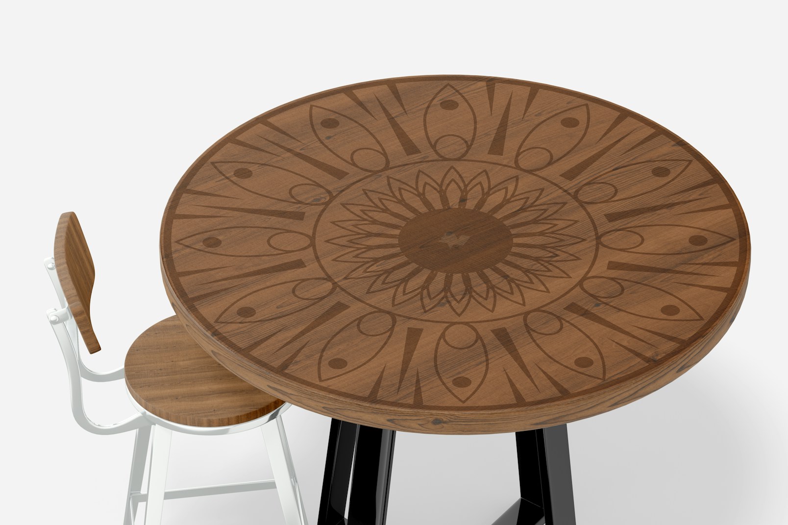 Wooden Round Table Mockup