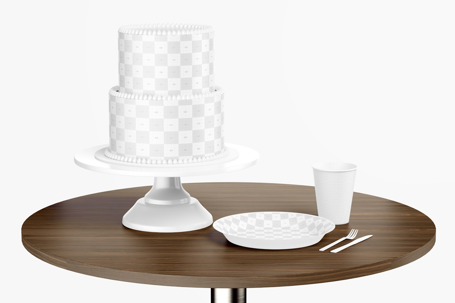 Two Tier Cake on Table Mockup