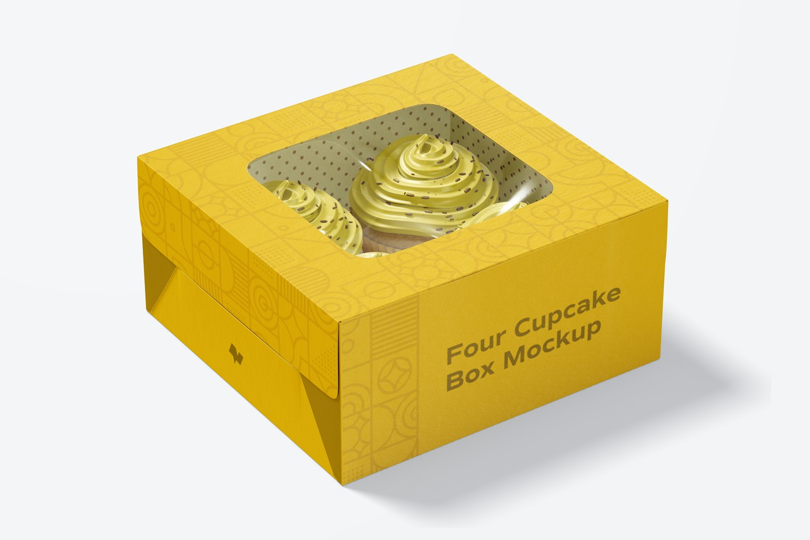 Maqueta de Caja de Cuatro Cupcakes, Cerrada
