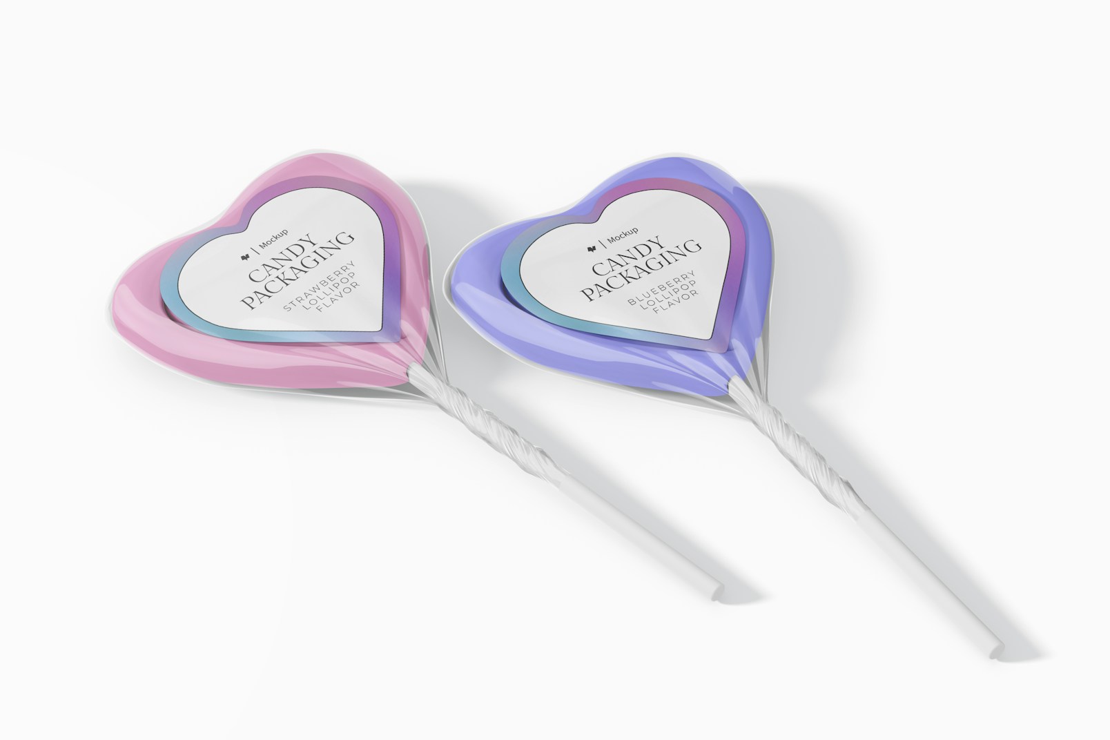 Heart Lollipop with Label Mockup, Perspective