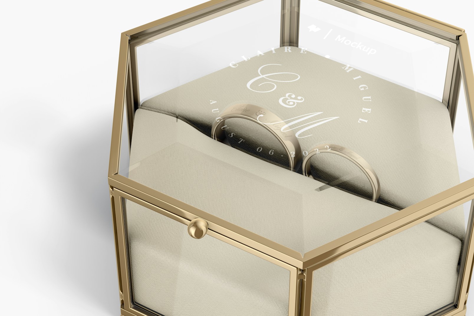 Hexagonal Clear Ring Boxes Mockup