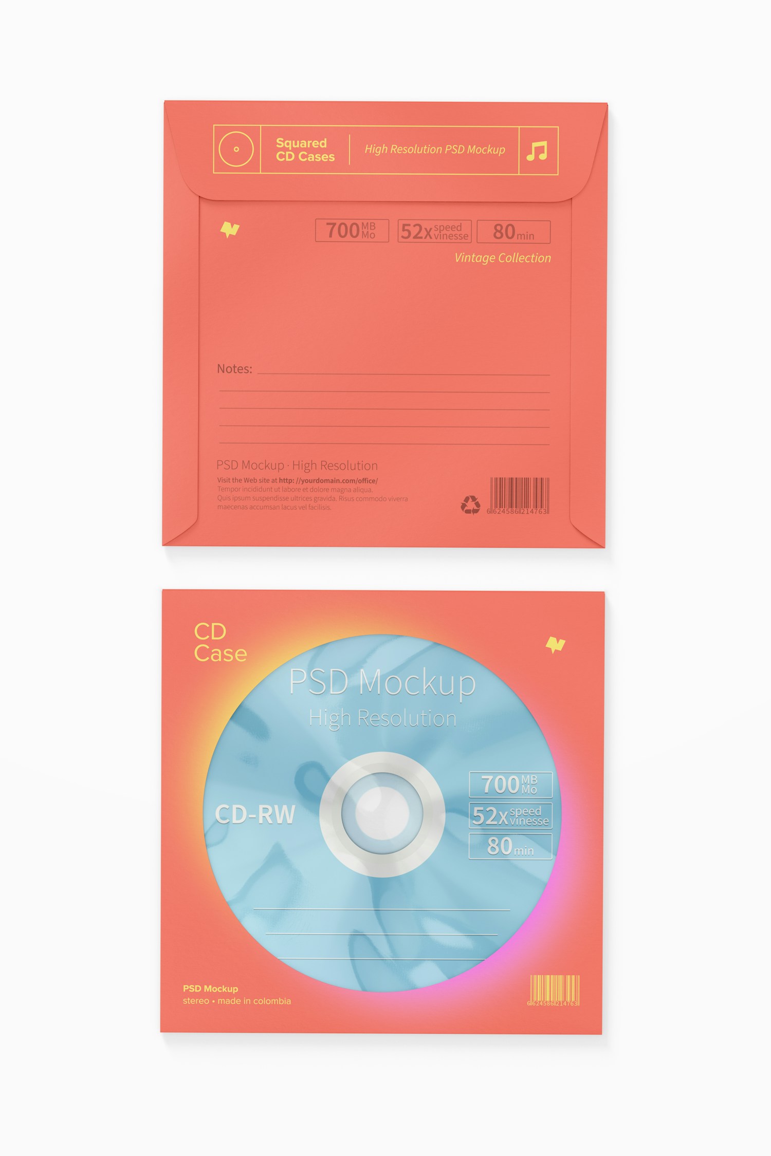 Squared CD Cases Mockup, Top View