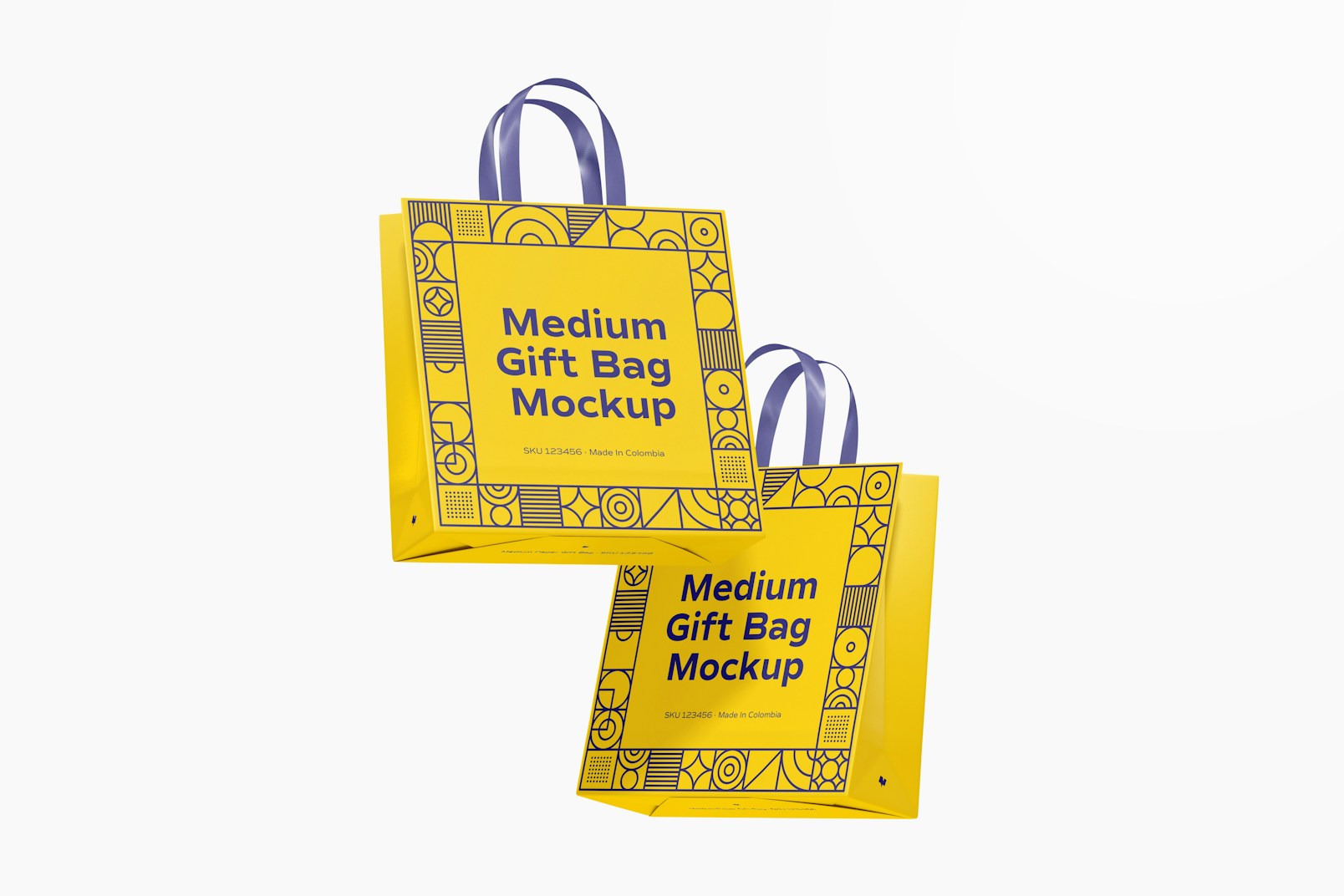 Medium Gift Bags with Ribbon Handle Mockup, Floating