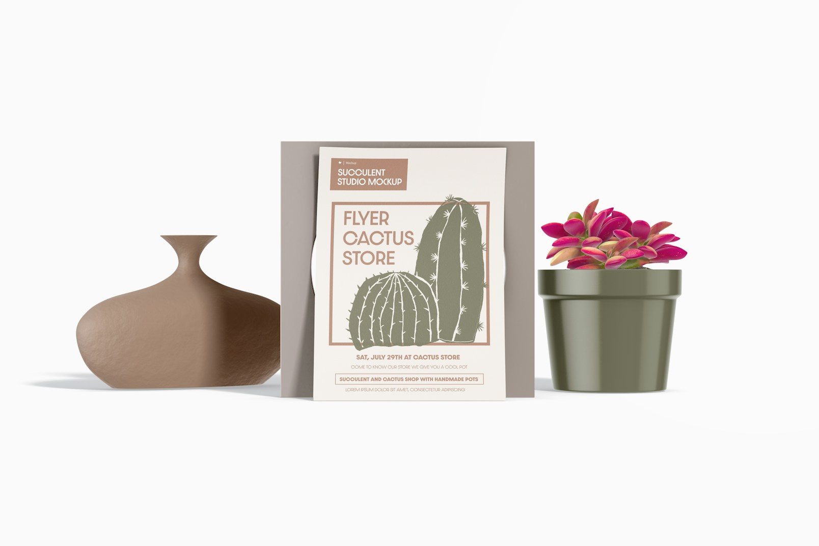 Flyer Cactus Store Mockup, Front View