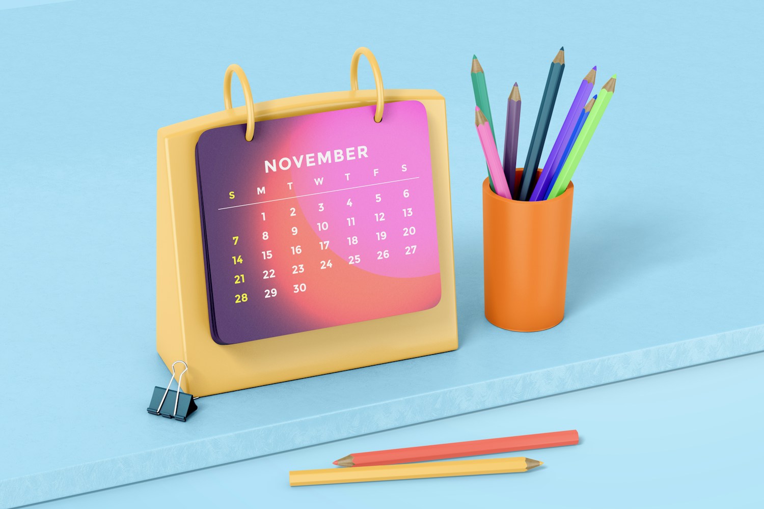 Maqueta de Calendario de Mesa, Vista Izquierda Maqueta de Calendario de Mesa, Vista Izquierda