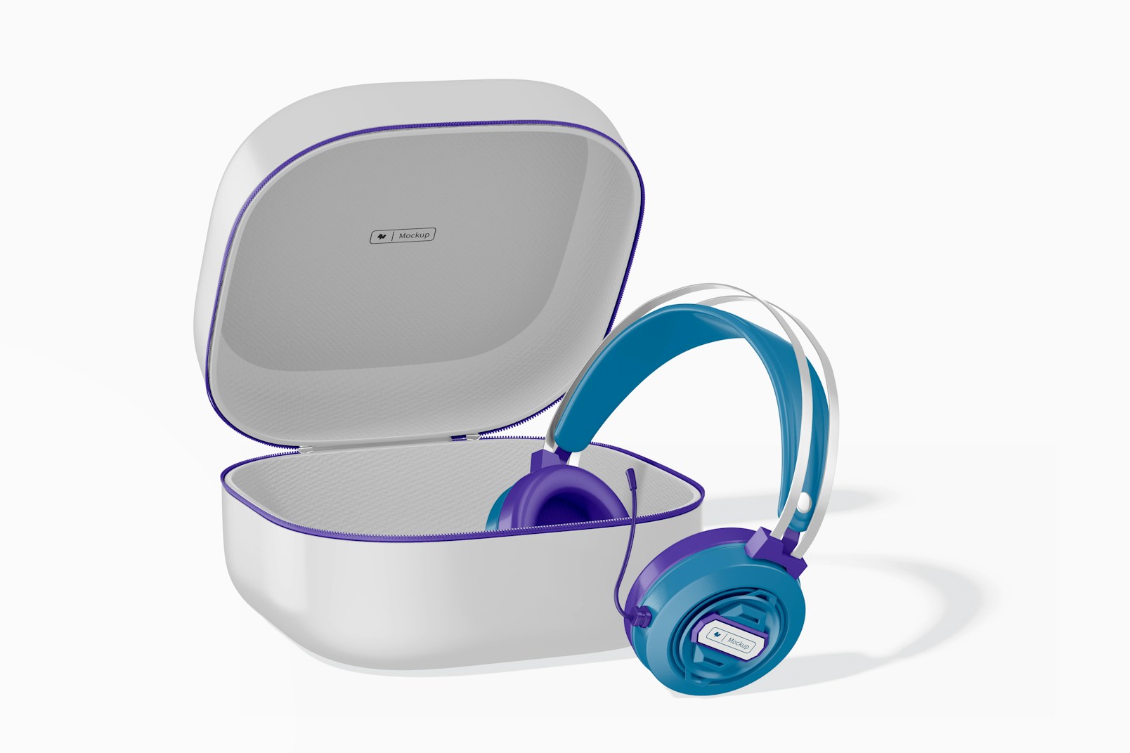 Headphones with Case Mockup, Floating