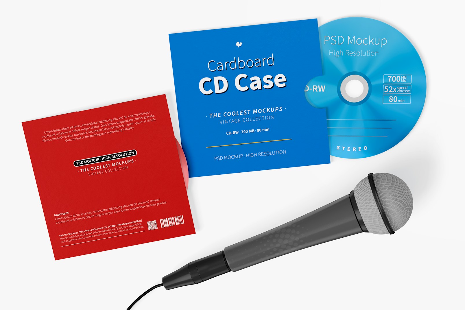 Cardboard CD Case with Microphone Mockup