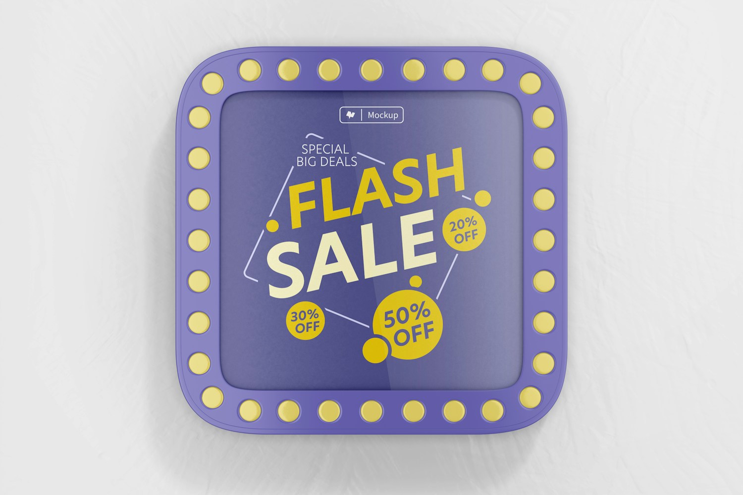 Luminous Square Promotional Sign Mockup, Top View