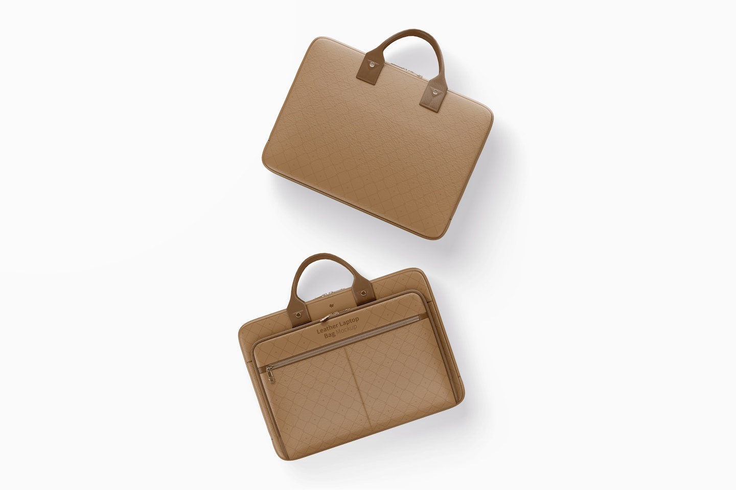 Leather Laptop Bag Mockup, Top View