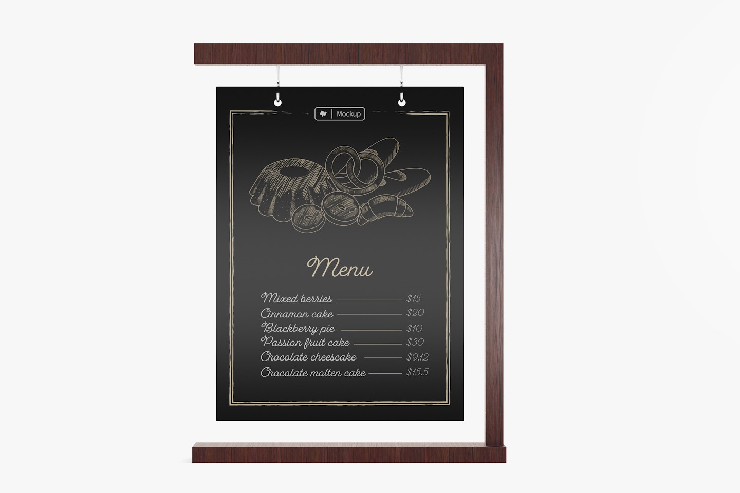 Tabletop Hanging Sign Mockup, Front View