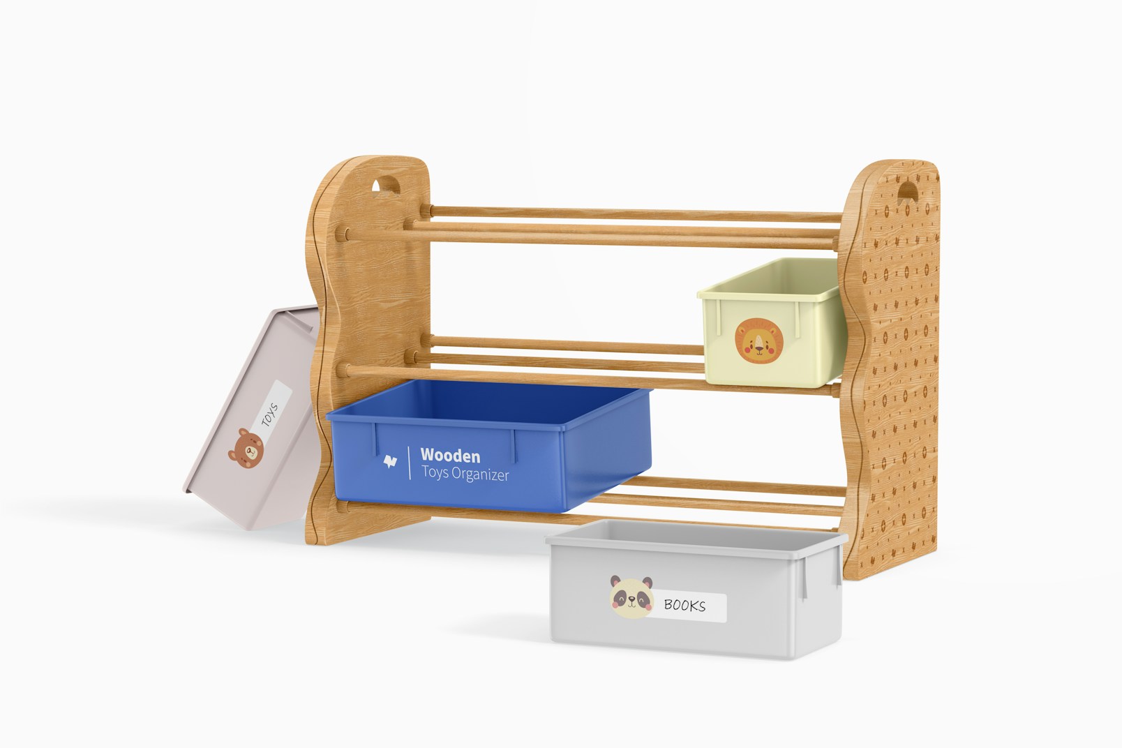 Wooden Toys Organizer Mockup, Right View