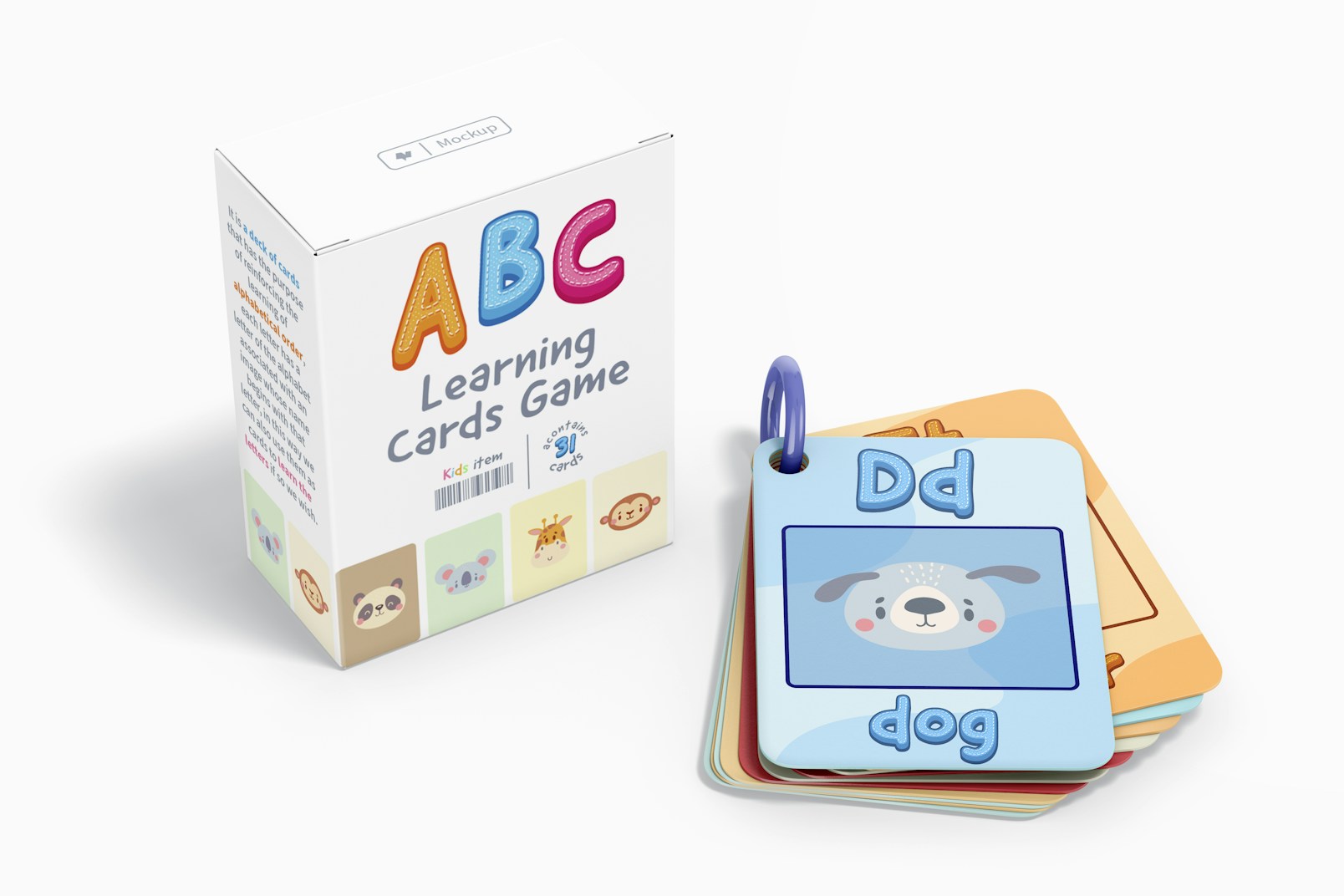 Abc Learning Cards Game Mockup, Perspective